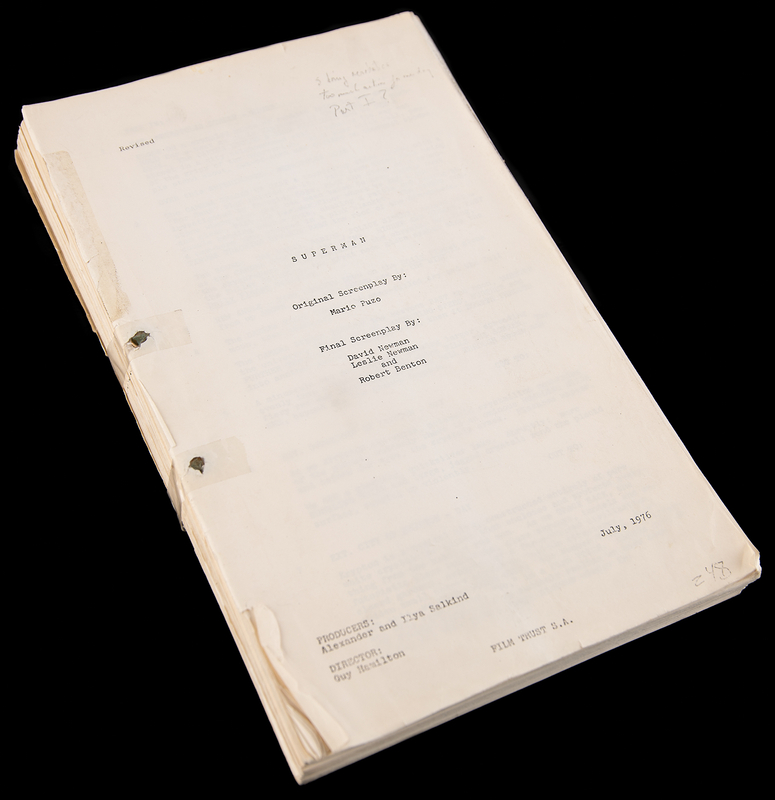 Lot 899 Superman Screenplay by Mario Puzo, David Newman, Leslie Newman, and Robert Benton