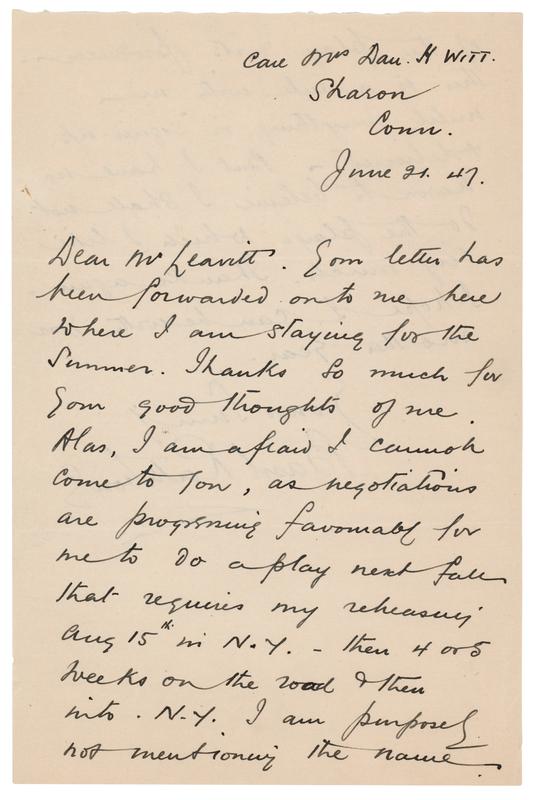 Lot 885 Basil Rathbone Autograph Letter Signed: 