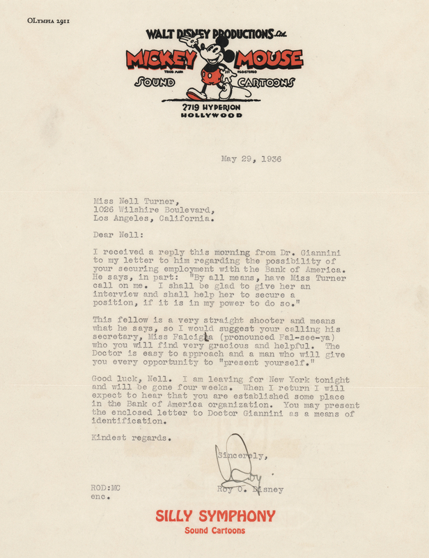 Lot 421 Roy O. Disney Typed Letter Signed