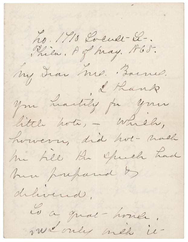 Lot 166 Anna Dickinson Rare Autograph Letter Signed on the Late President (May 8, 1865) - ?The speech deals more with Mr. Lincoln as a type than as an individual, but I certainly try to do him all justice as a man?