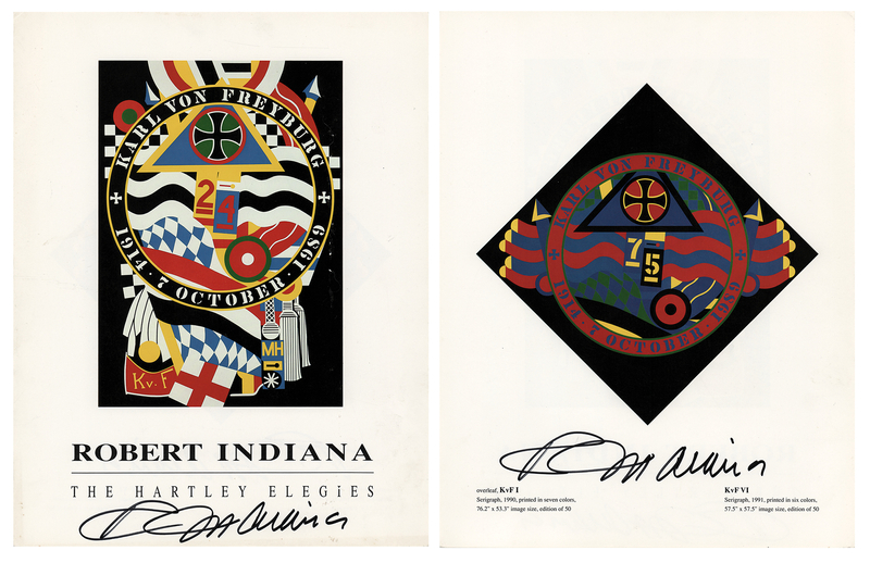 Lot 325 Robert Indiana Twice-Signed 'The Hartley Elegies' Book Page - Deemed the Masterworks of His Later Career