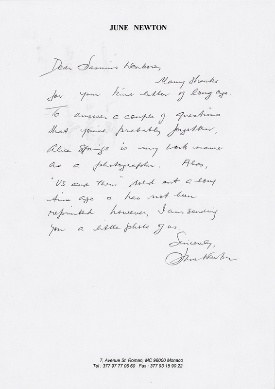 Lot 331 June Newton Autograph Letter Signed