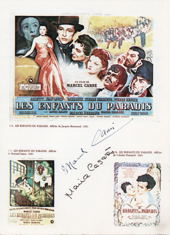 Lot 821 Les Enfants du Paradis: Marcel Carne and Maria Casares Signatures
