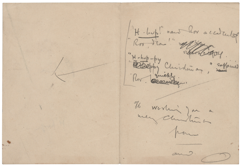 Lot 675 A. A. Milne Original Handwritten Draft for a Christmas Card