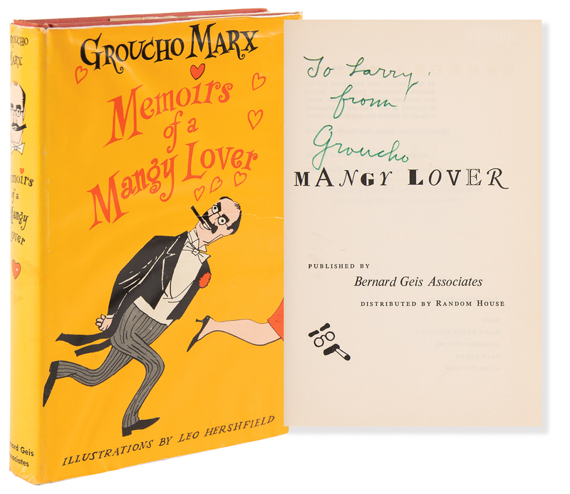 Lot 872 Groucho Marx Signed Book - Memoirs of a Mangy Lover