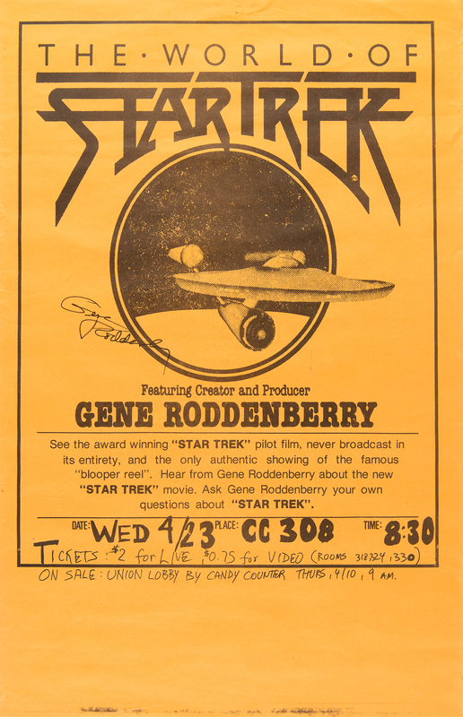 Lot 891 Star Trek: Gene Roddenberry Signed Poster - 'The World of Star Trek' (11˝ x 17˝)
