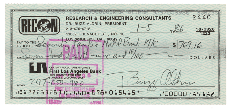 Lot 296 Buzz Aldrin Signed Check