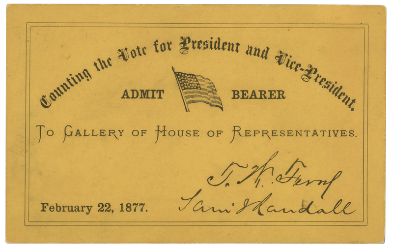 Lot 65 [Rutherford B. Hayes] Electoral Commission Pass for the 1876 Presidential Election