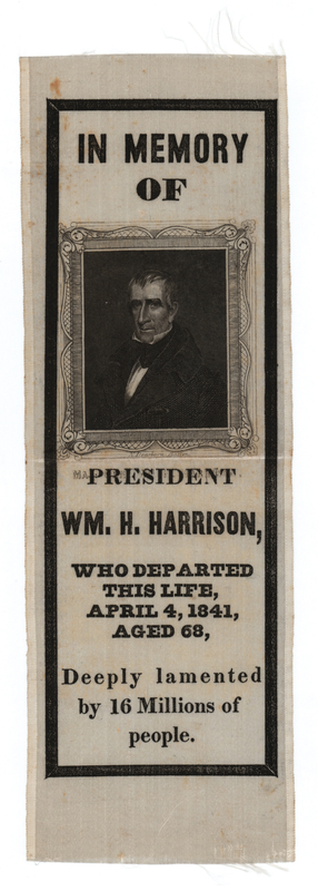 Lot 62 William Henry Harrison Silk Memorial Ribbon