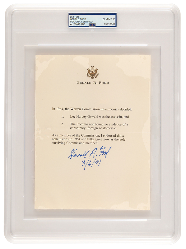 Lot 48 Gerald Ford Signed Souvenir Typescript on JFK Assassination: 