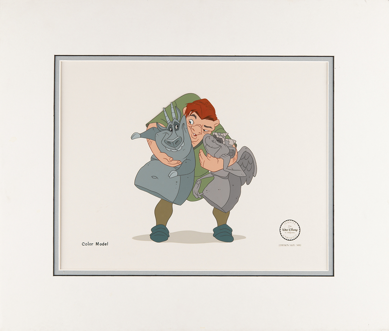 Lot 503 Quasimodo, Hugo, and Laverne color model for The Hunchback of Notre Dame limited edition sericel - 'Bell Tower Buddies'