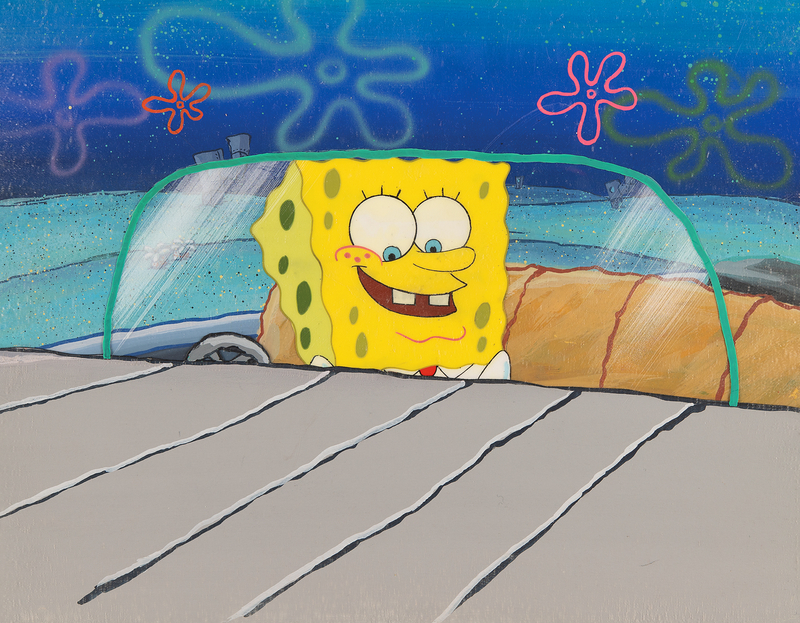 Lot 562 SpongeBob SquarePants production cel and master production background from SpongeBob SquarePants