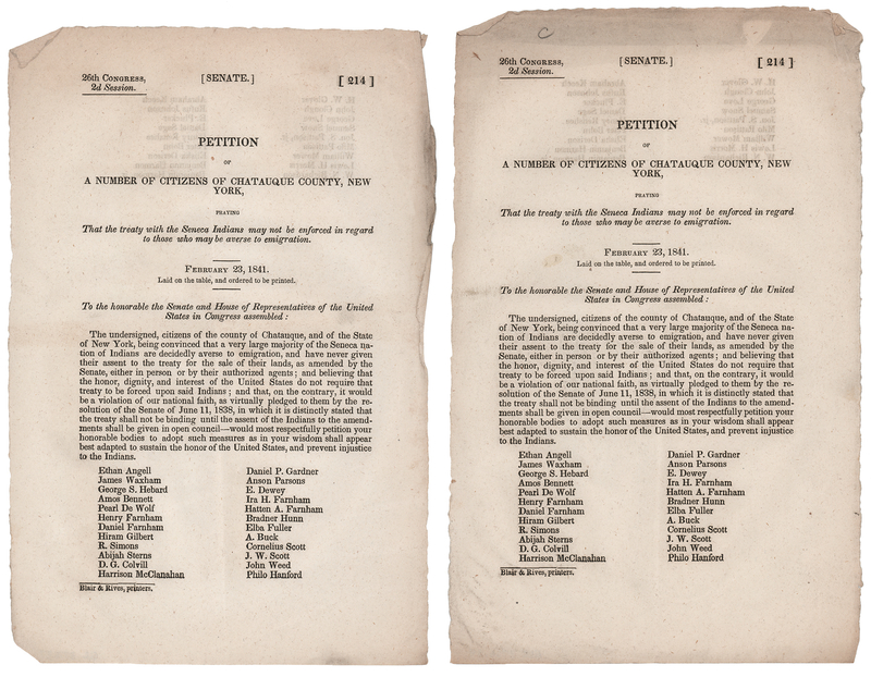 Lot 204 Native Americans: (2) Official Printings of a Petition re: Enforcement of a 