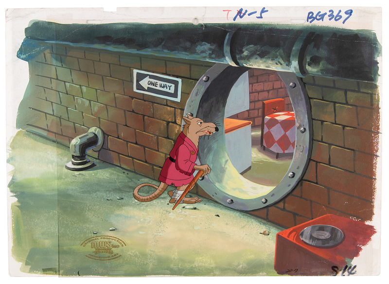 Lot 426 Splinter production key master background set-up from the Teenage Mutant Ninja Turtles television show