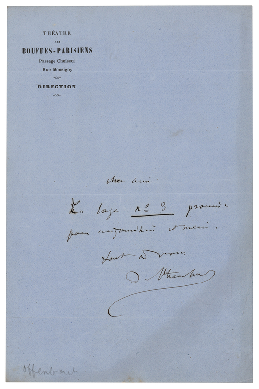 Lot 733 Jacques Offenbach Autograph Letter Signed