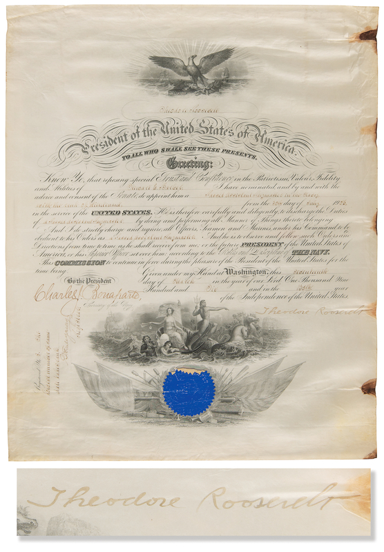 Lot 97 Theodore Roosevelt Document Signed as President