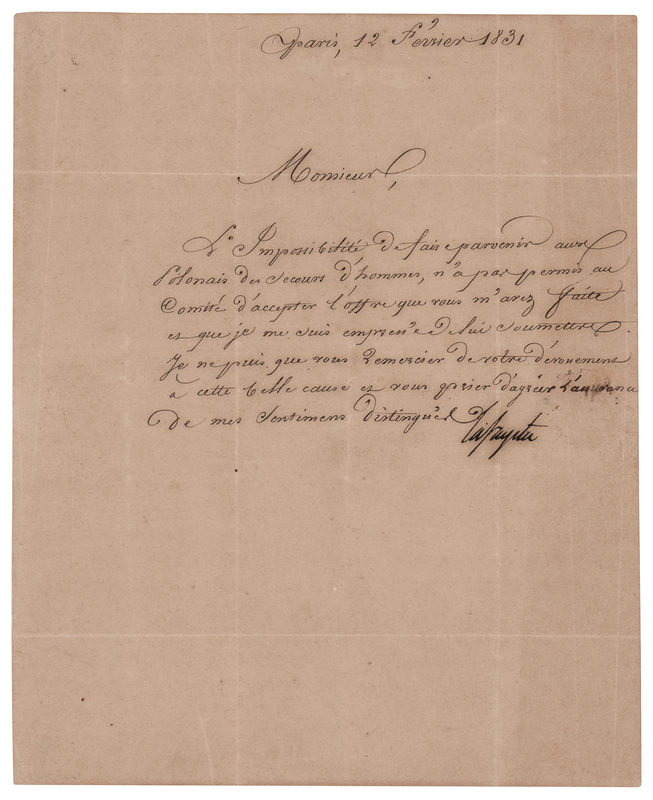 Lot 257 Marquis de Lafayette Letter Signed