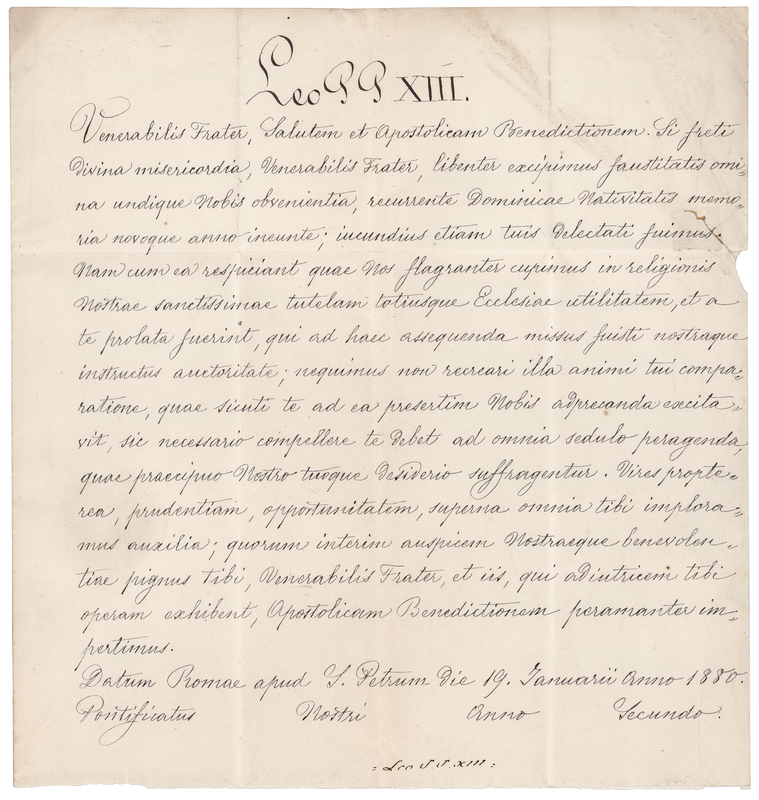 Lot 209 Pope Leo XIII Signed Apostolic Blessing