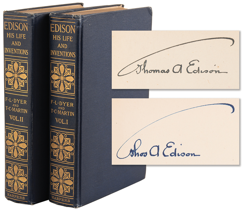 Lot 141 Thomas Edison Twice-Signed Book Set - Edison: His Life and Inventions