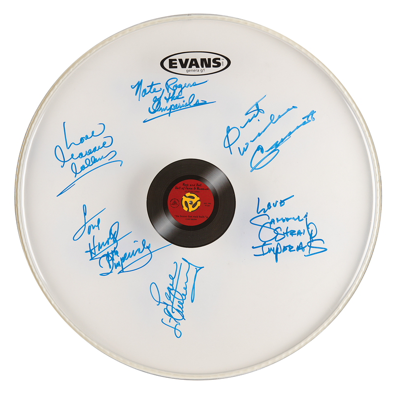Lot 769 Little Anthony and the Imperials Signed Drum Head