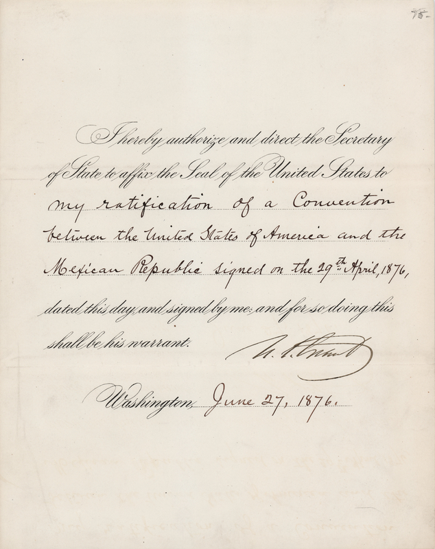 Lot 8 U. S. Grant Document Signed as President for a 