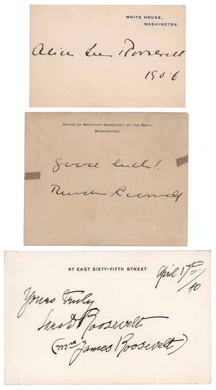Lot 217 Roosevelt Family Members (3) Signatures - Theodore Roosevelt, Jr., Alice Roosevelt, and Sara Roosevelt