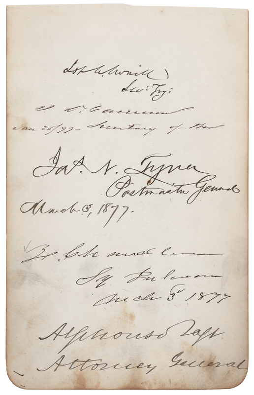Lot 58 U. S. Grant Cabinet (5) Signatures