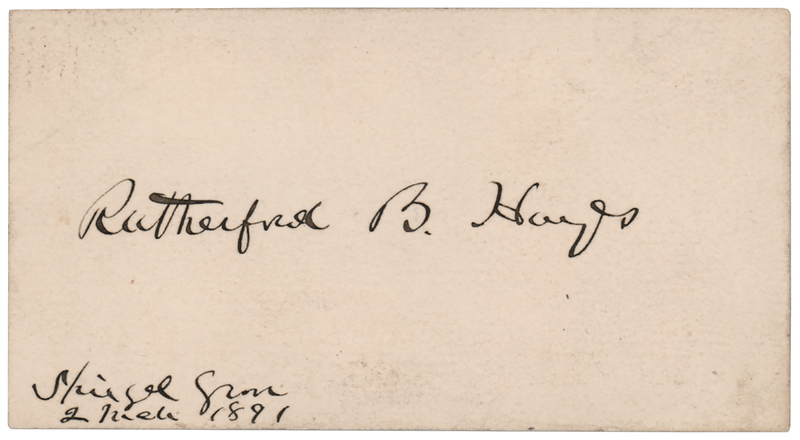 Lot 64 Rutherford B. Hayes Signature (Personal Visitor's Card)