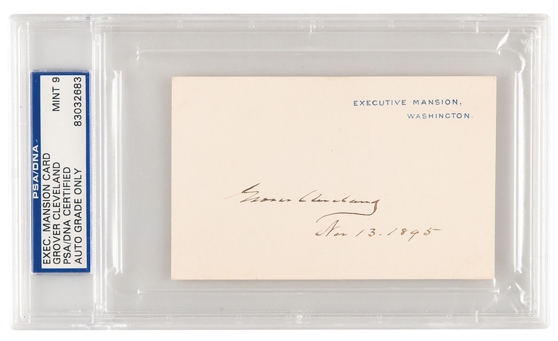 Lot 32 Grover Cleveland Signed Executive Mansion Card as President - PSA MINT 9
