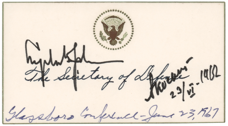 Lot 72 Lyndon B. Johnson and Alexei Kosygin Signatures as President and Premier - Dated to the 1967 Glassboro Summit Conference