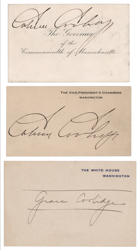 Lot 39 Calvin and Grace Coolidge (3) Signatures