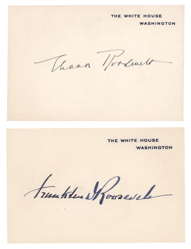 Lot 90 Franklin and Eleanor Roosevelt (2) Signed White House Cards