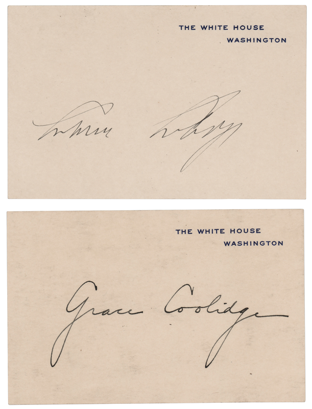 Lot 41 Calvin and Grace Coolidge Signed White House Cards