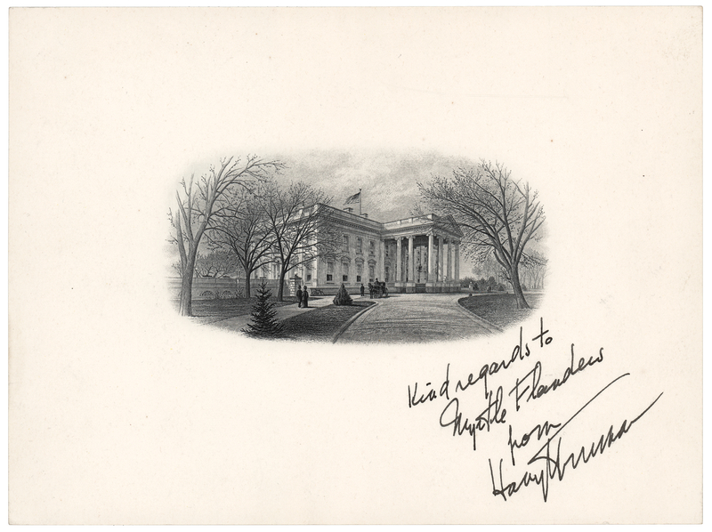 Lot 104 Harry S. Truman Signed White House Engraving