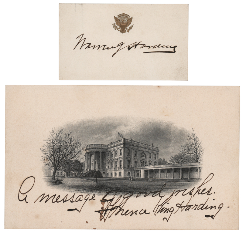 Lot 59 Warren and Florence Harding (2) Signed Items