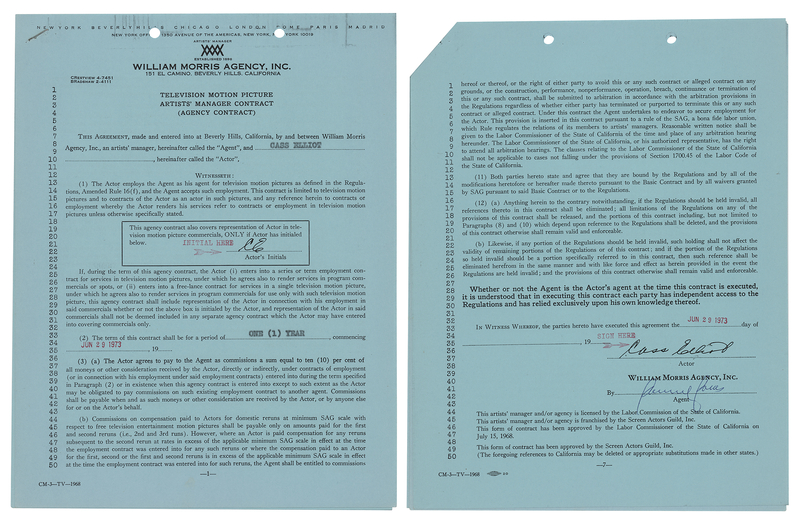 Lot 757 Cass Elliot Document Signed