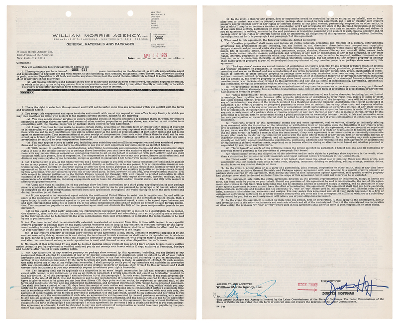 Lot 856 Dustin Hoffman Document Signed