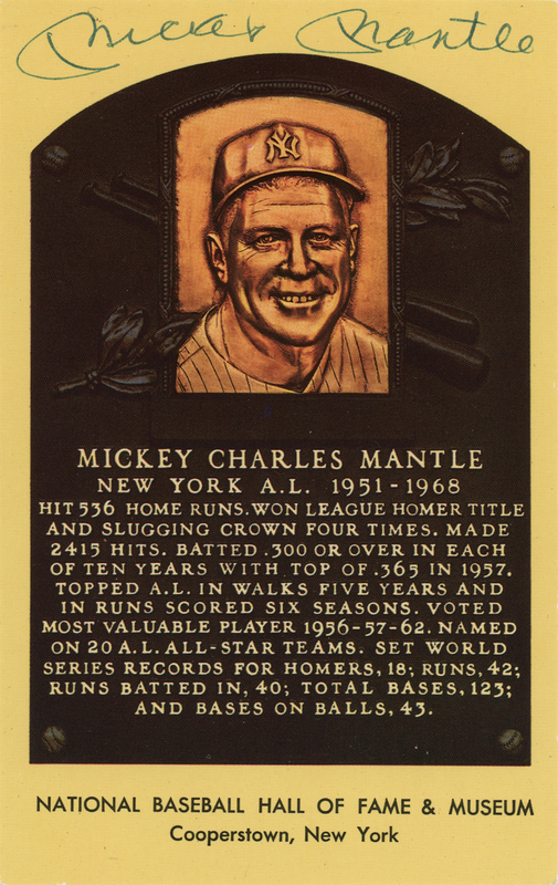 Lot 927 Mickey Mantle Signed Hall of Fame Card