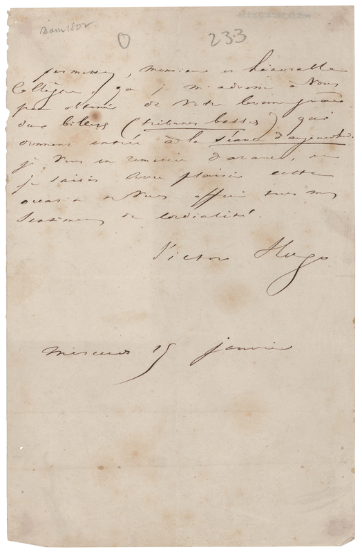 Lot 663 Victor Hugo Autograph Letter Signed
