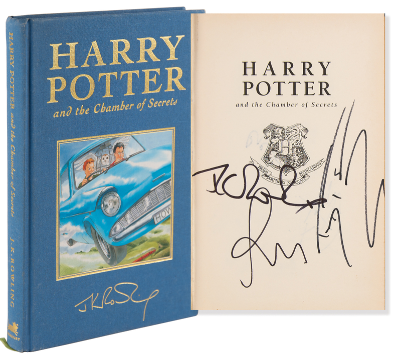 Lot 603 J. K. Rowling and Harry Potter Movie Cast Members (20) Signed Book - Harry Potter and the Chamber of Secrets