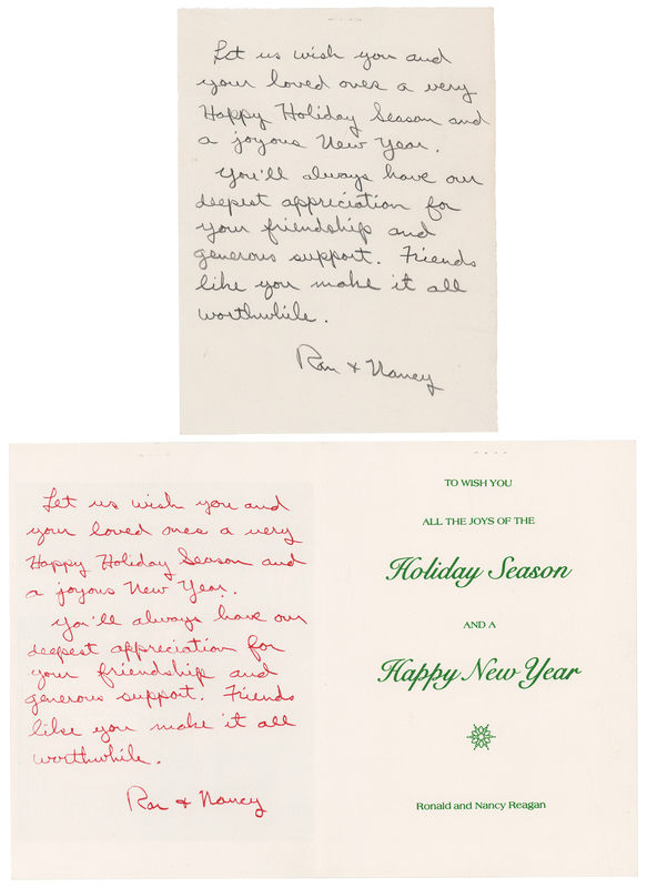 Lot 85 Ronald Reagan Autograph Draft Signed for a 1979–80 Christmas Card to Supporters