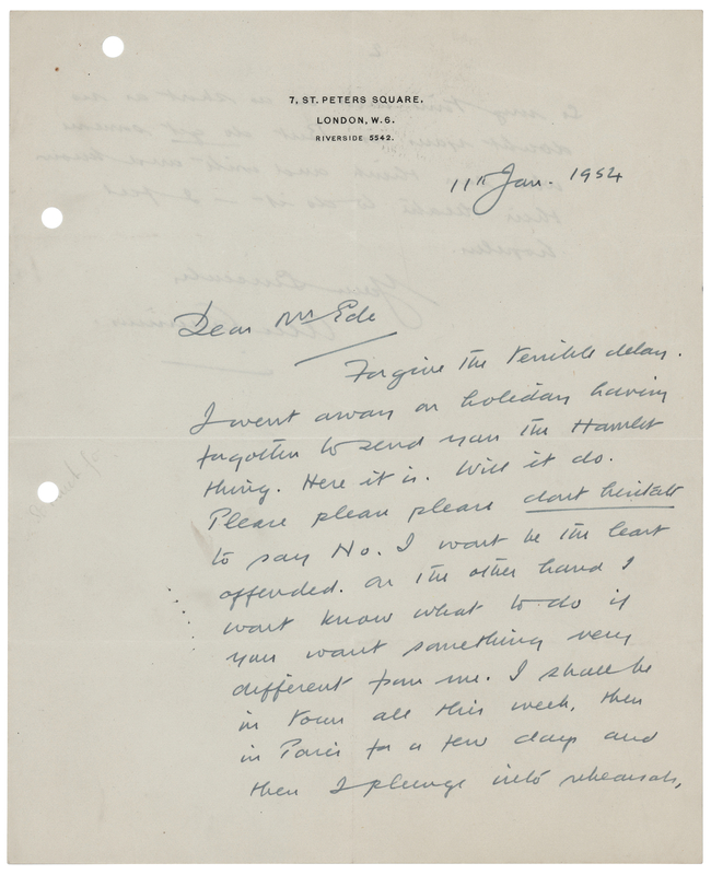 Lot 844 Alec Guinness Autograph Letter Signed