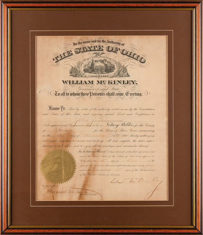Lot 78 William McKinley Document Signed