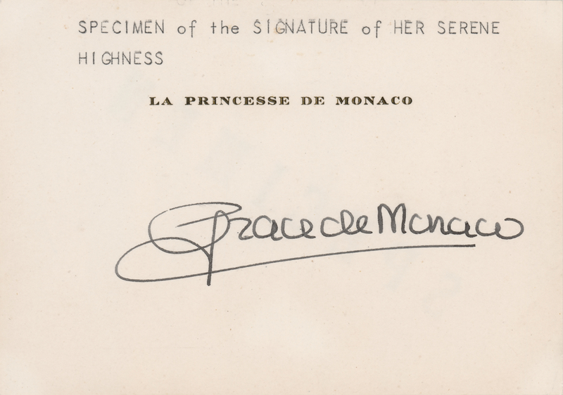 Lot 213 Princess Grace of Monaco Signature