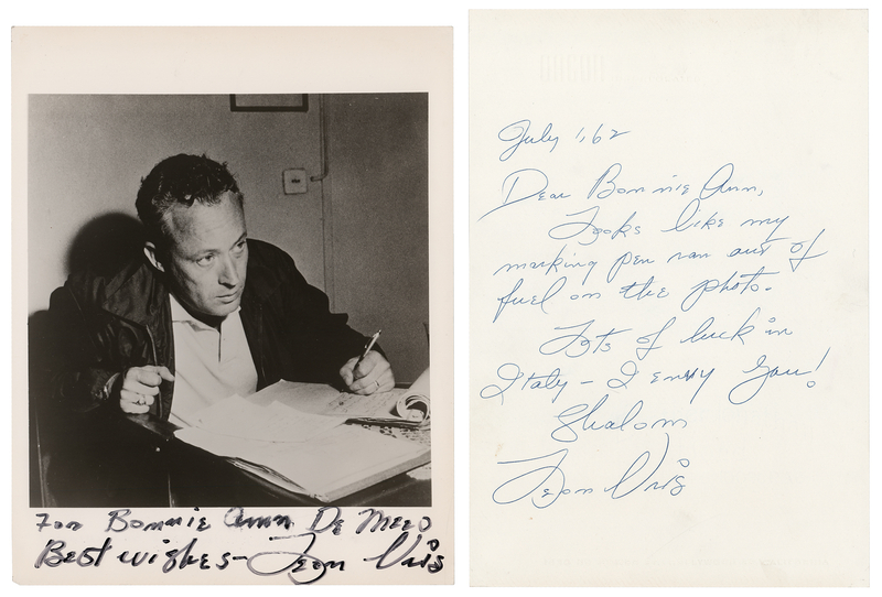 Lot 695 Leon Uris Signed Photograph and Autograph Letter Signed