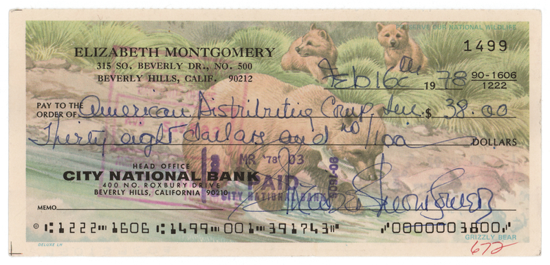 Lot 878 Elizabeth Montgomery Signed Check