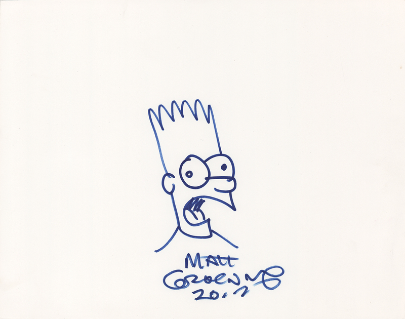 Lot 418 Matt Groening Signed Sketch of Bart Simpson