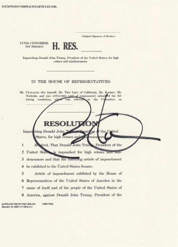 Lot 82 Barack Obama Signed Mock Impeachment Resolution