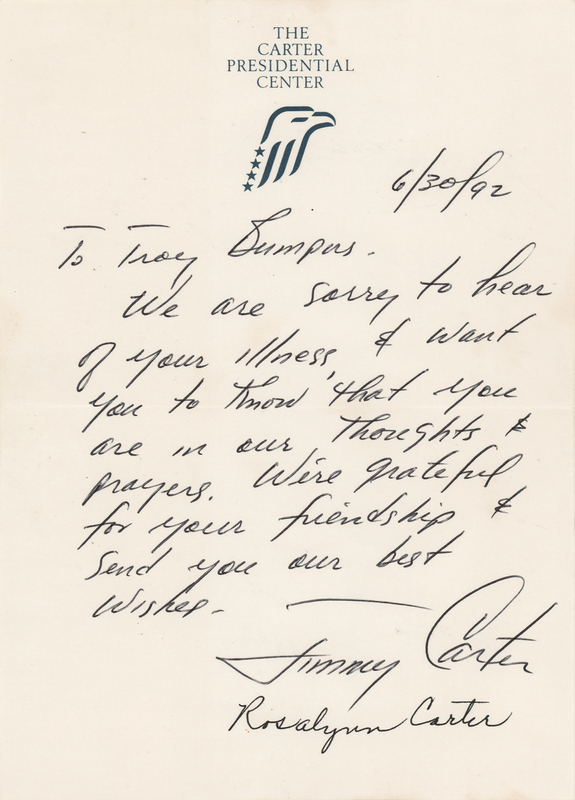 Lot 30 Jimmy and Rosalynn Carter Autograph Letter Signed