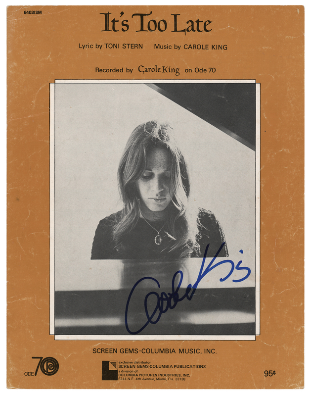 Lot 786 Carole King Signed Sheet Music Booklet for 'It's Too Late'